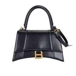 Small Hourglass Bag, Leather, Black, MII, DB/S, 3*
